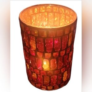 Red mosaic candle